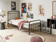 Extendable Kids Bed Metal ANAIS 90 x 200 cm (EU Single) Black_1033445