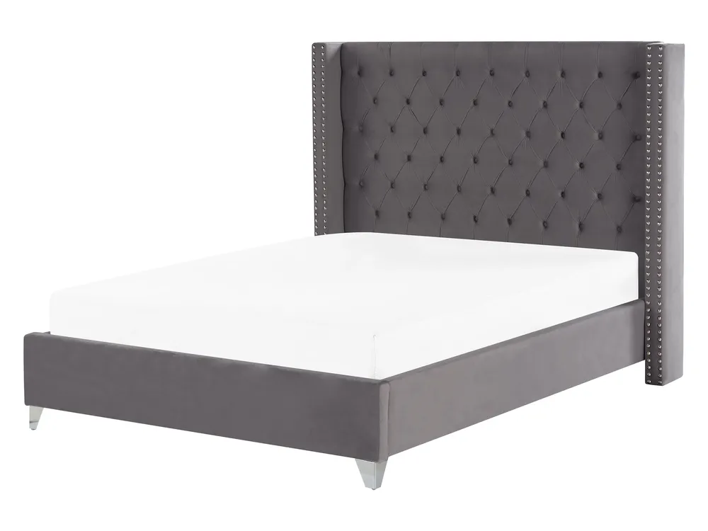 Bed Velvet LUBBON 160 x 200 cm (EU King Size) Grey