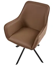 Dining Chair Swivel MORNAS Faux Leather Brown_1037118