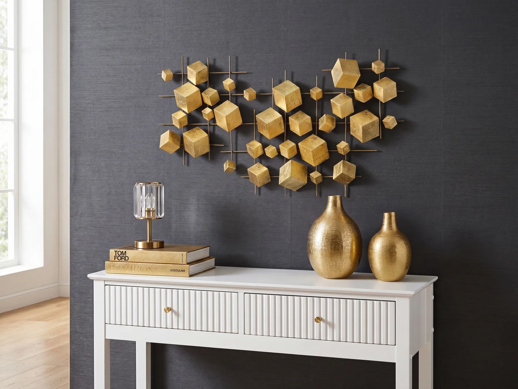 Wall Decor FLEROVIUM Metal 45 cm Gold_843744