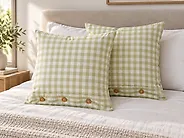 Set of 2 Decorative Cushions TALYA 45 x 45 cm Olive Green Checked_1178812