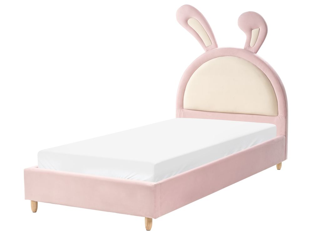 Barneseng Kanin Fløyel LALLIAS 90 x 200 cm Rosa