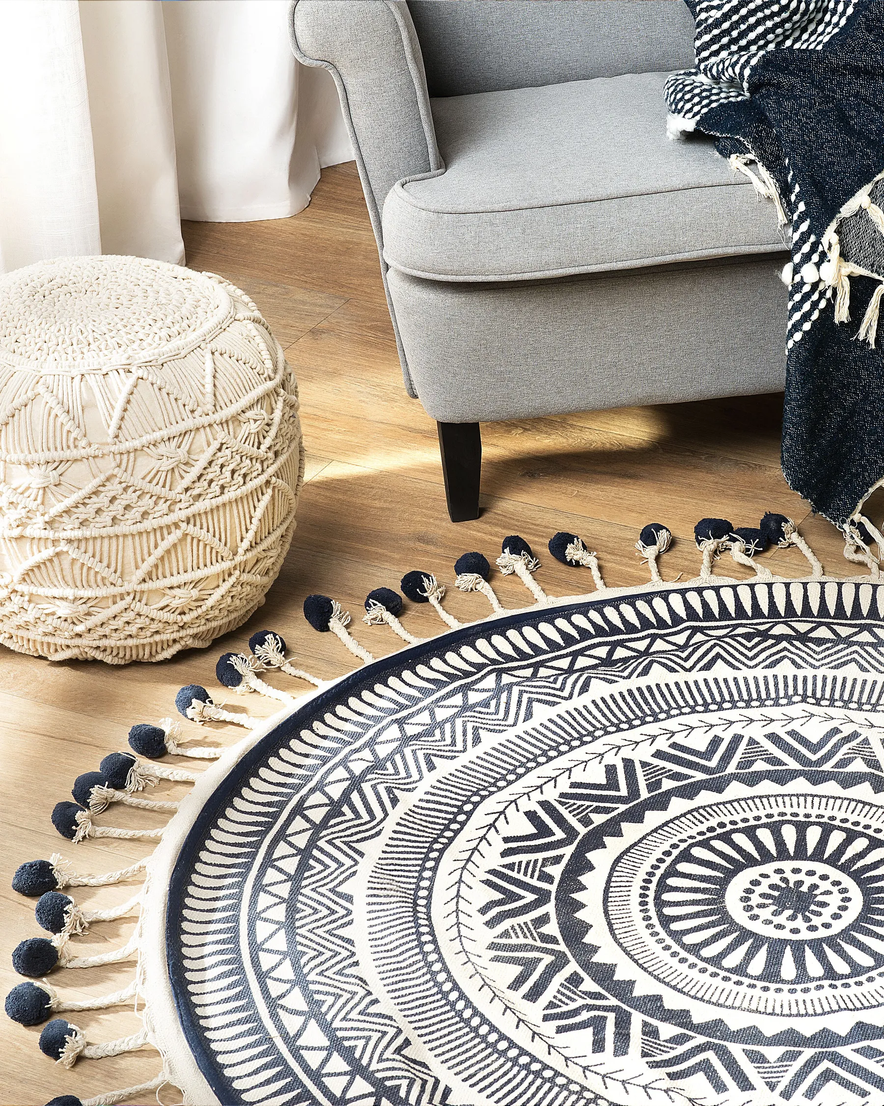 Rug TATVAN Blue ø 120 cm Cotton_756570