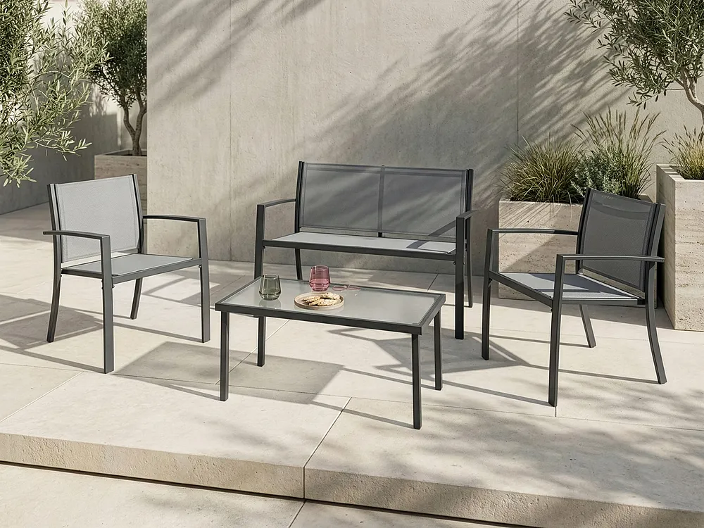 Garden Lounge Set with Table 4 Seater TAVOLETO Metal Grey_1154564