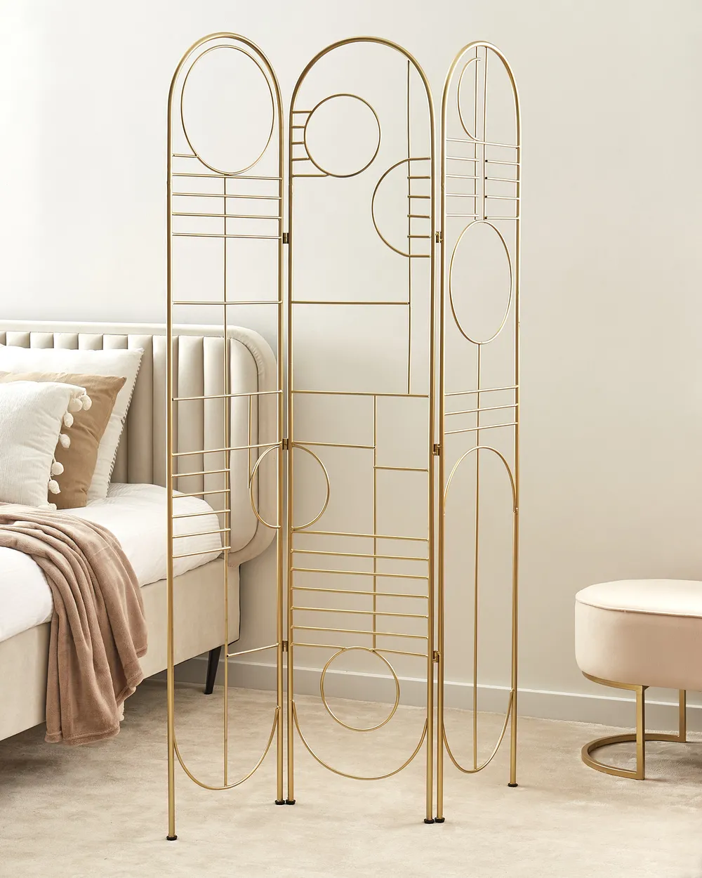 3 Panel Room Divider TURANIA 100 cm 170 cm Gold_979942