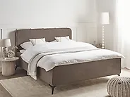 Bed Boucle VALOGNES 160 x 200 cm (EU King Size) Brown_1183469