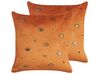 Set of 2 Decorative Cushions AEONIUM 45 x 45 cm Velvet Orange Abstract Pattern