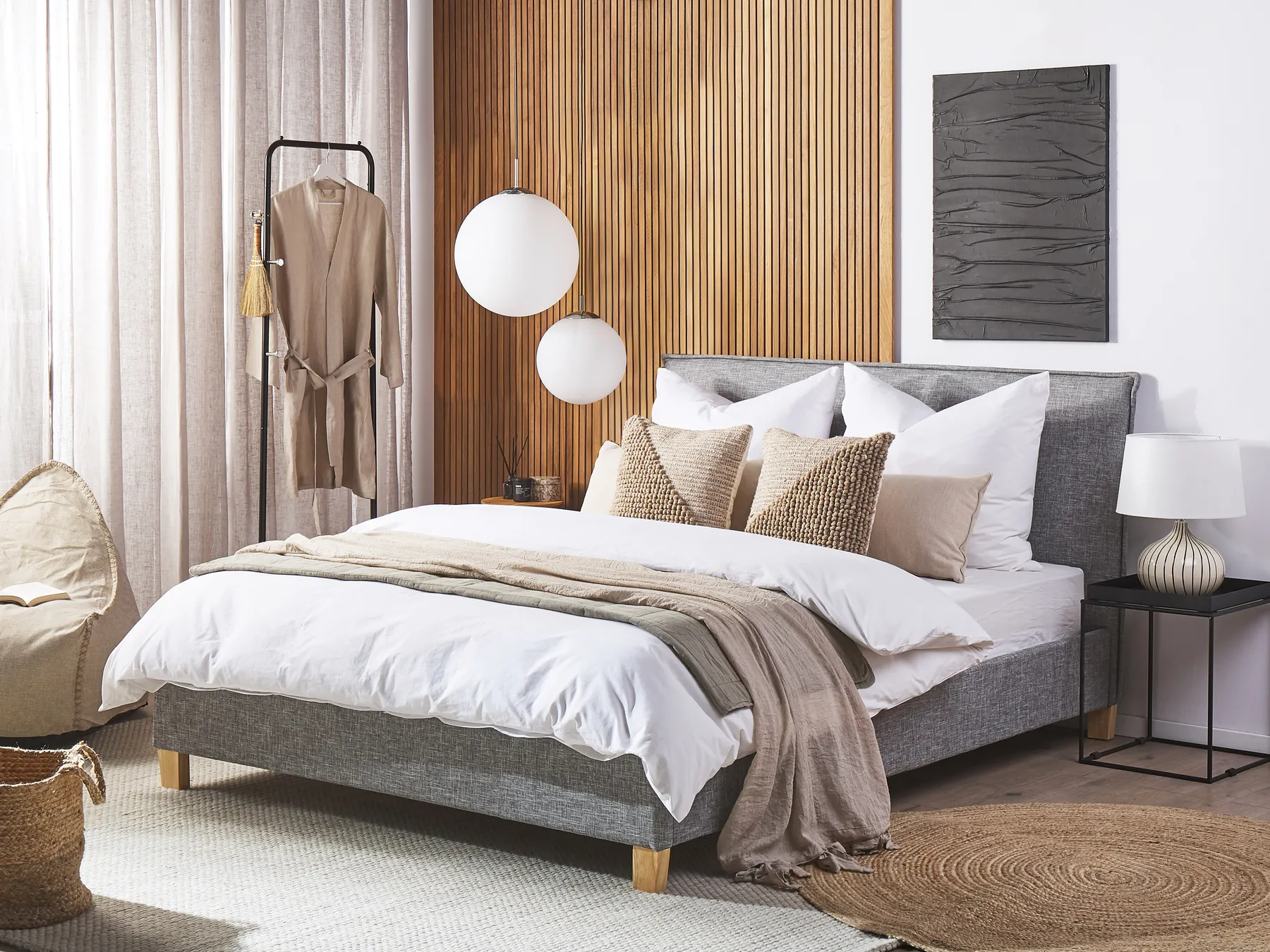 Bed Fabric SENNEZ 160 x 200 cm (EU King Size) Light Grey_684290
