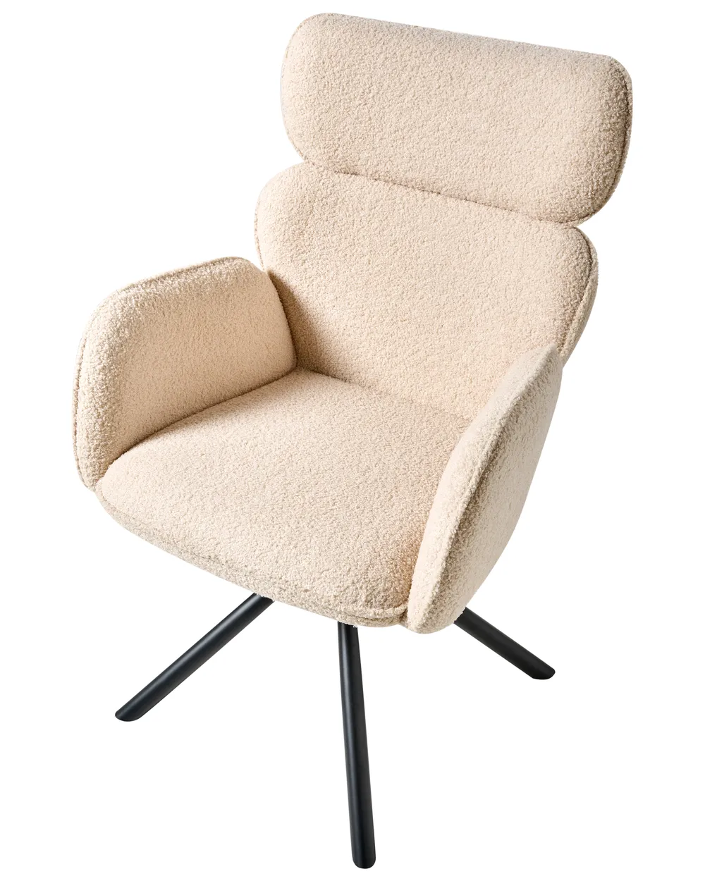 Matstol Vridbar ALENE Bouclé Ljusbeige_993233