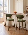 Set of 2 Bar Chairs MILLS Boucle Brown/ Green