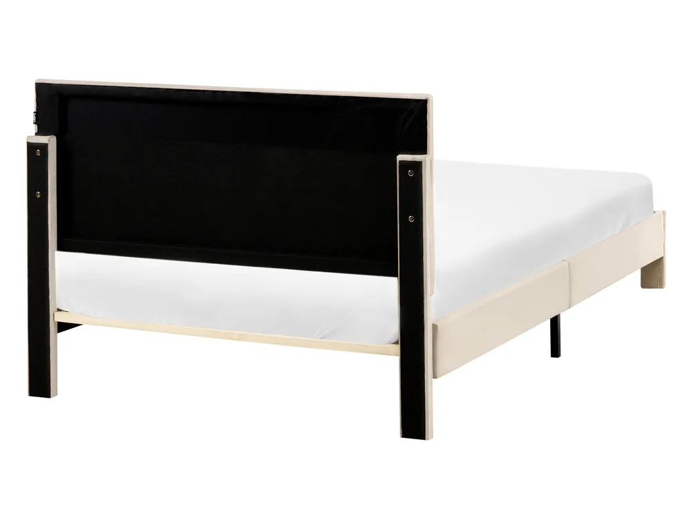 Bed with Storage Drawers LONZAC Velvet Beige 120 x 200 cm (EU Small Double)_1014607