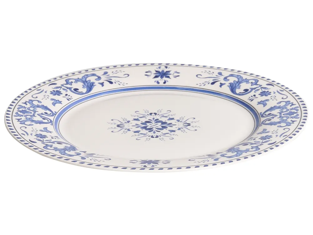 Set of 24 Dinnerware GALANGAL Porcelain White/ Blue_1068983