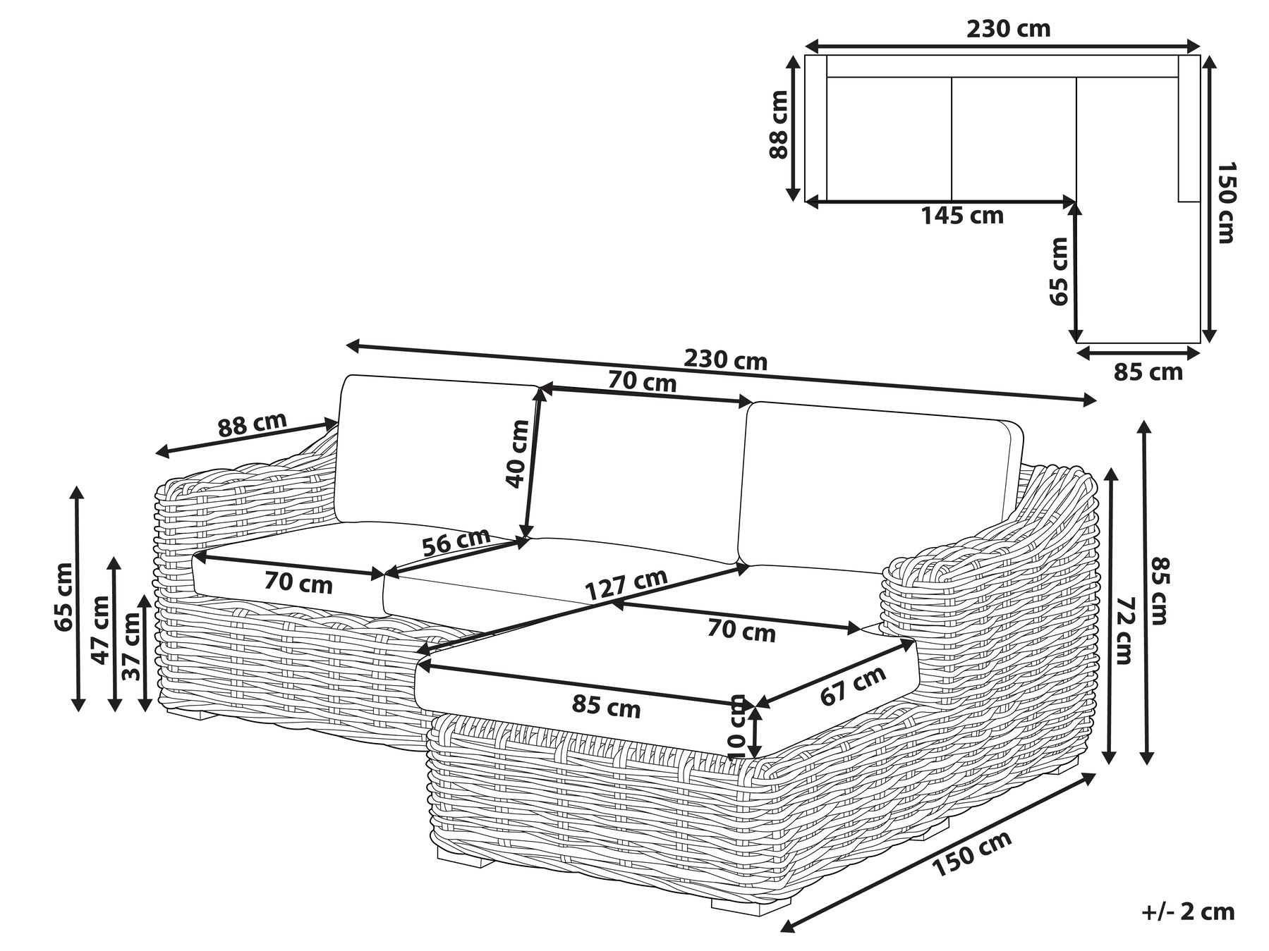 Garden Corner Sofa 3 Seater BRIATICO Rattan Natural Left Hand_928798
