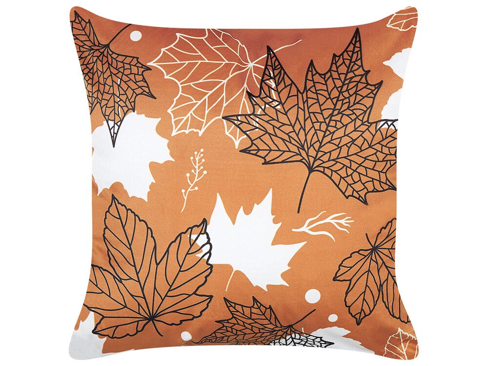 Prydnadskudde POINSETTIA 45 x 45 cm Sammet Orange Växtmotiv
