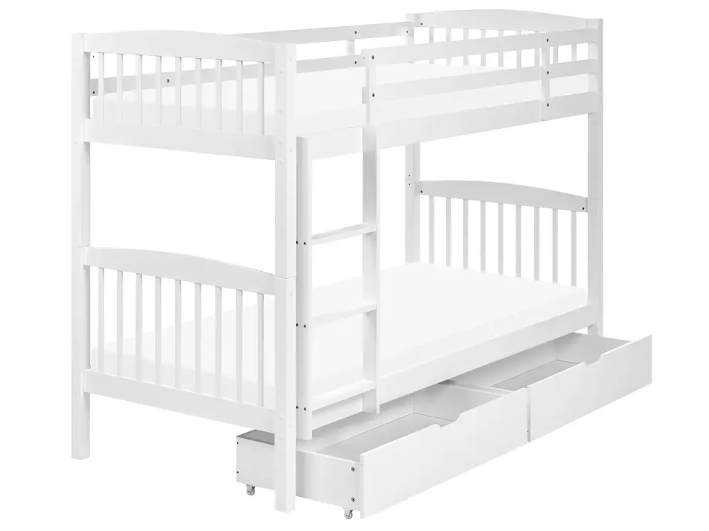Bunk Bed with Drawers REVIN Pine Wood White 90 x 200 cm (EU Single)