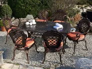 Garden Dining Set 6 Seater LIZZANO with Cushions Metal Dark Brown_765518