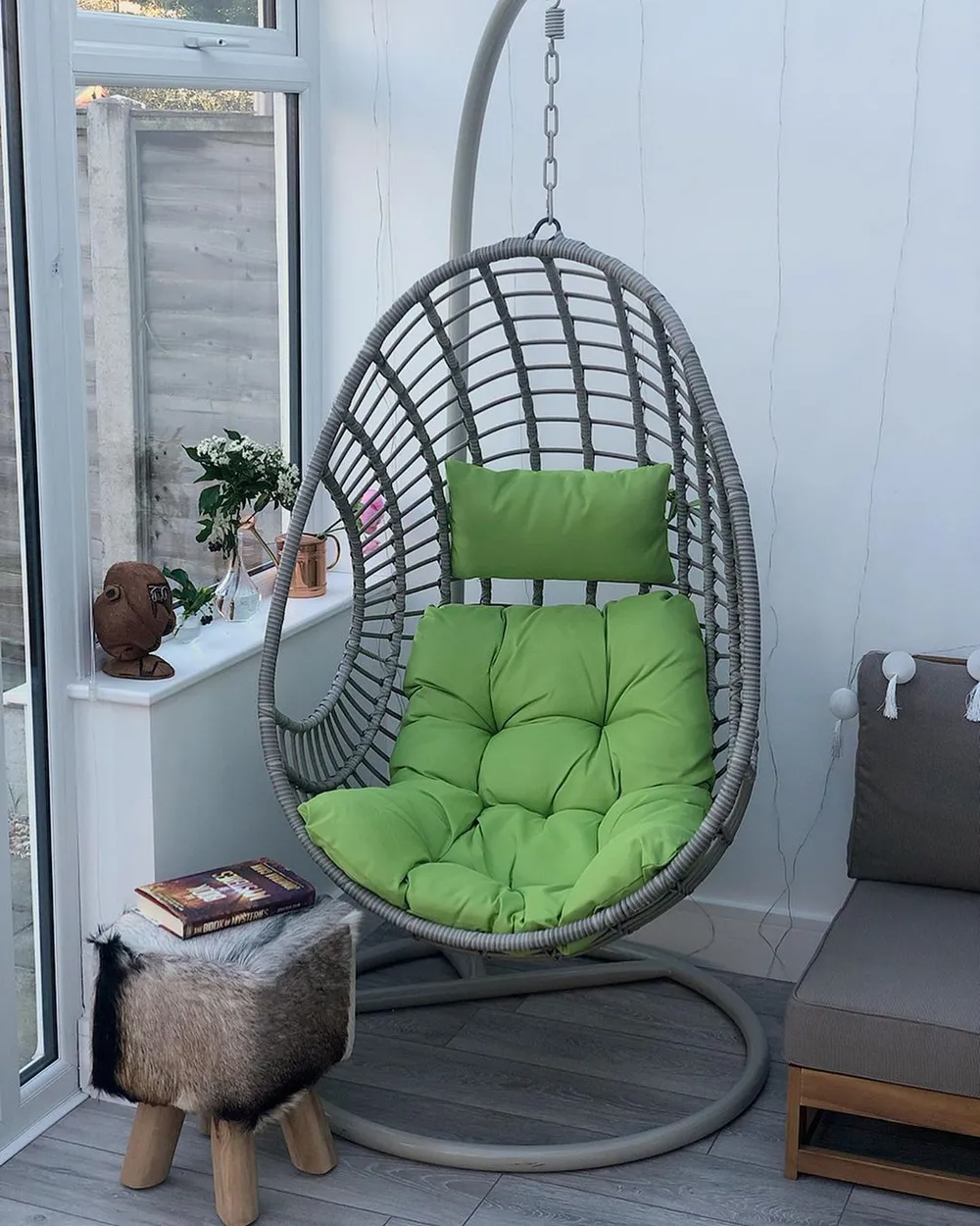 Hanging Chair with Stand ARPINO PE Rattan Beige_771812