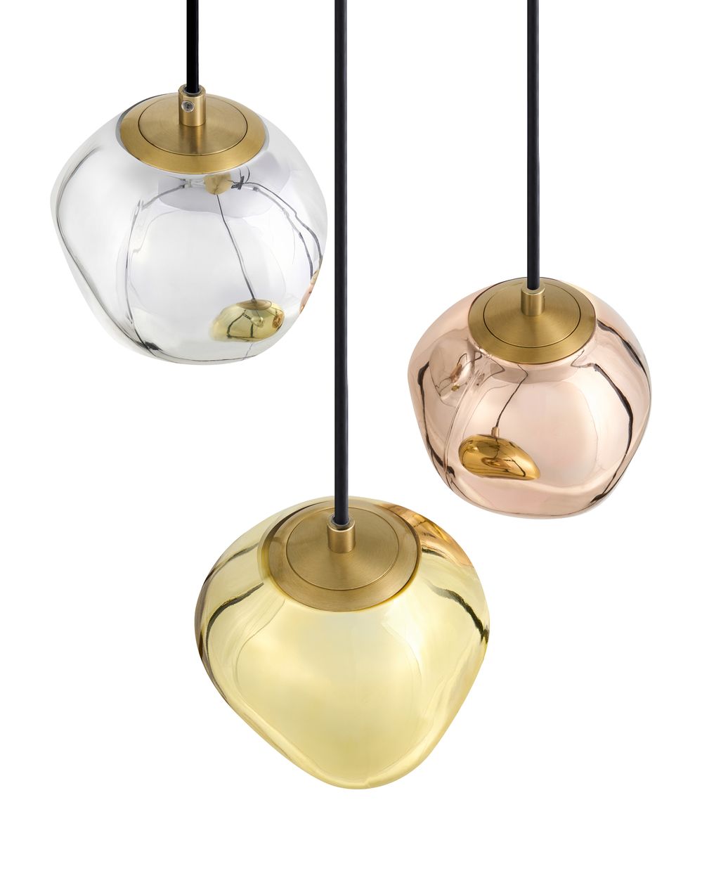 3 Light Pendant Lamp TSHUAPA Glass Multicolour