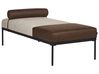 Chaise Longue MALMOS Faux Linen Faux Leather Dark Brown