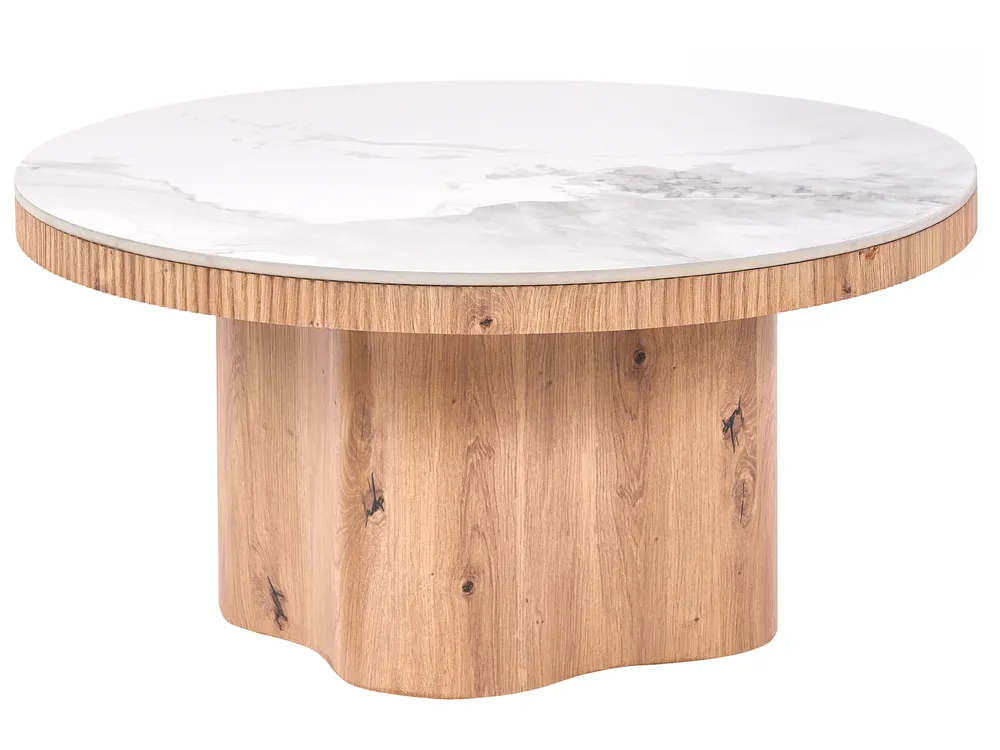 Coffee Table MALTBY Travertine Effect Light Brown