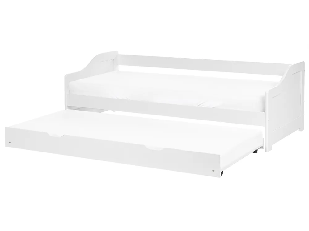 Trundle Bed Pine Wood LUNERAY 90 x 200 cm (EU Single) White