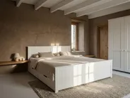 Bed with 2 Drawers SABRAN Pine Wood White 160 x 200 cm (EU King Size)_1061288