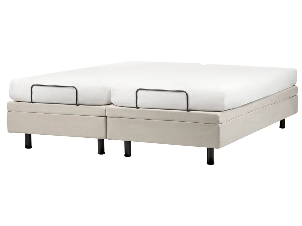 Adjustable Bed without Headboard Fabric CASTELLAN 180 x 200 cm (EU Super King) Light Beige_952224