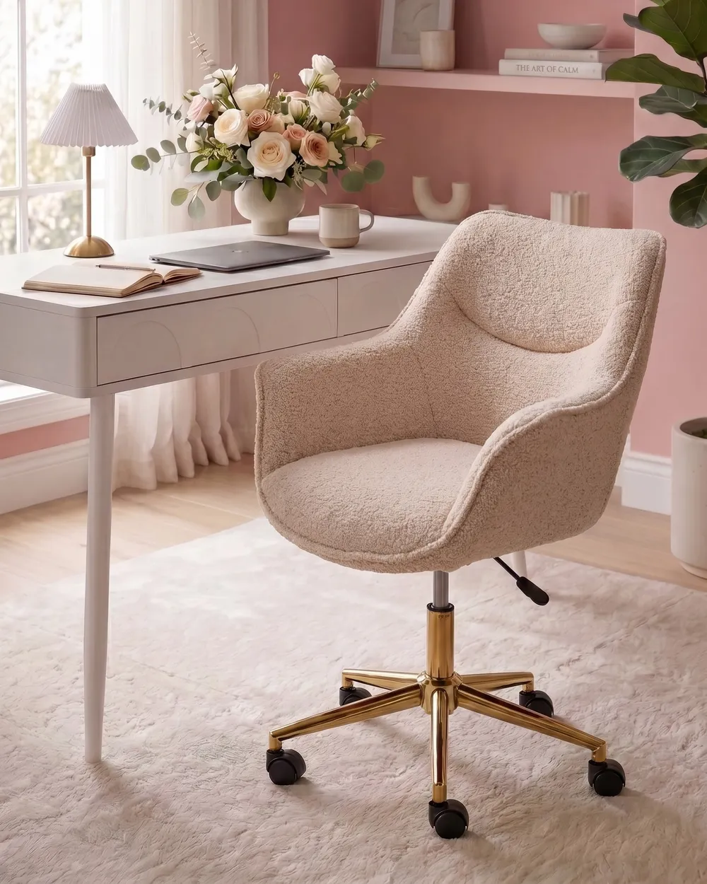 Desk Chair ARDELLE Boucle Beige