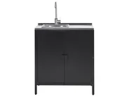 Outdoor Kitchen Cabinet with Sink VILAMA Black Metal_872456