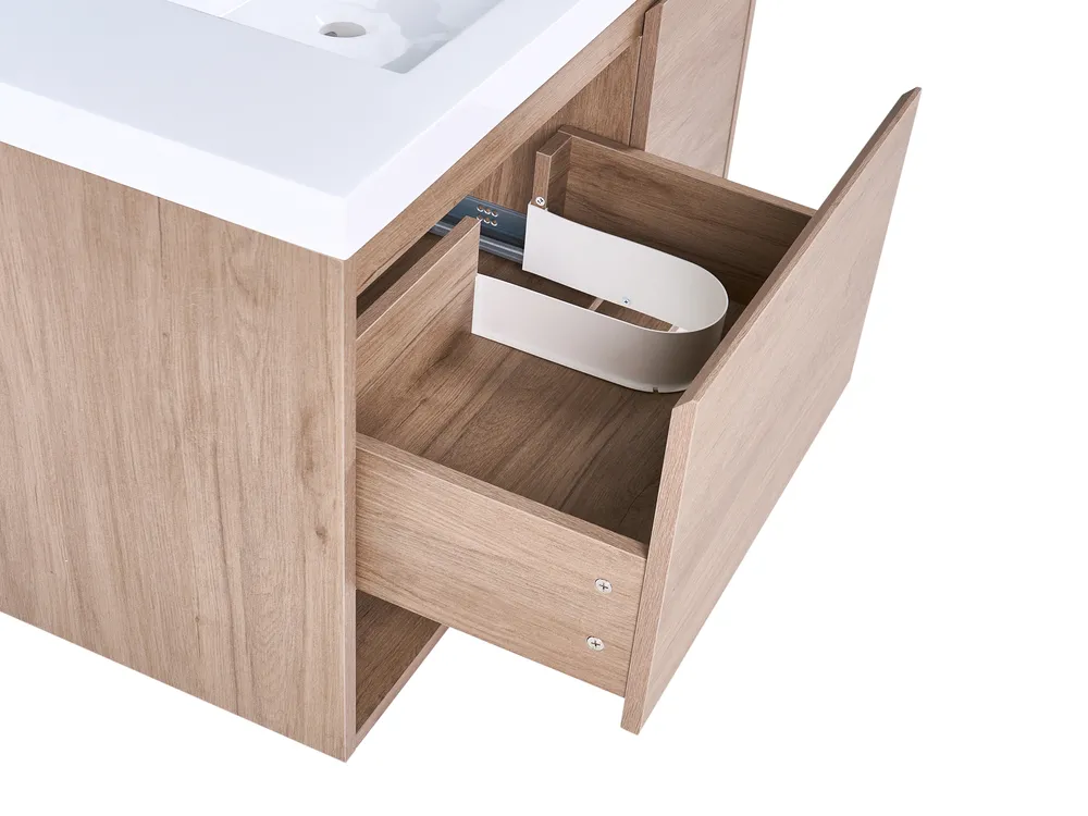 Wall Mounted Vanity Unit with Basin UMAYO Light Brown_1019824