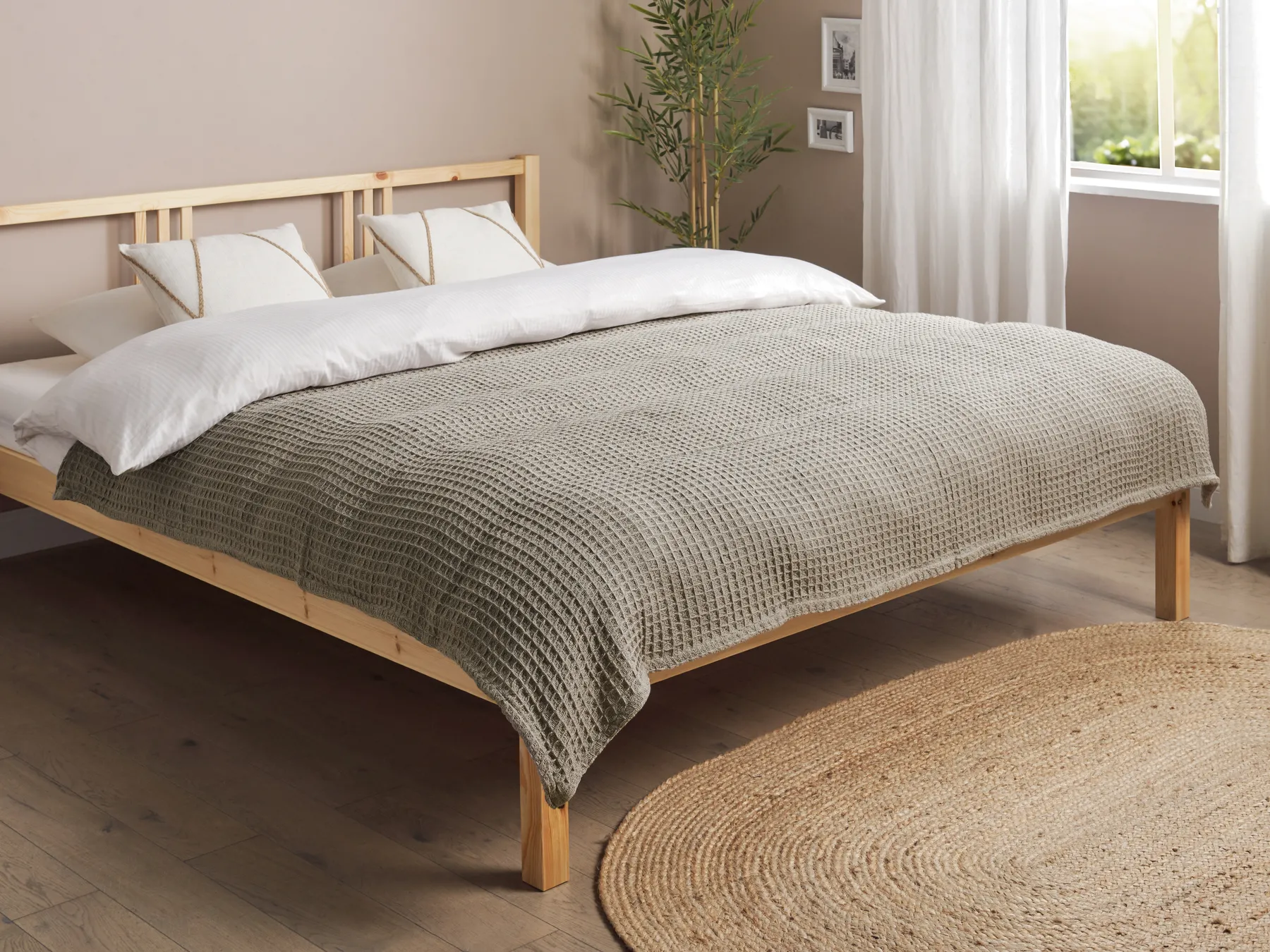 Bedspread CHAGYL Cotton 150 x 200 cm Taupe_917936