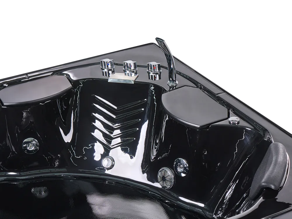 Corner Hot Tub with LED CUYABENO 2110 x 1500 mm Black_1033708