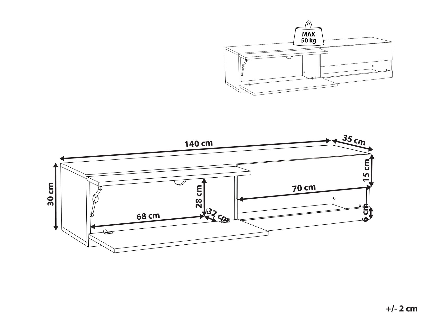 TV Stand with LED EDMONTON White_1030562
