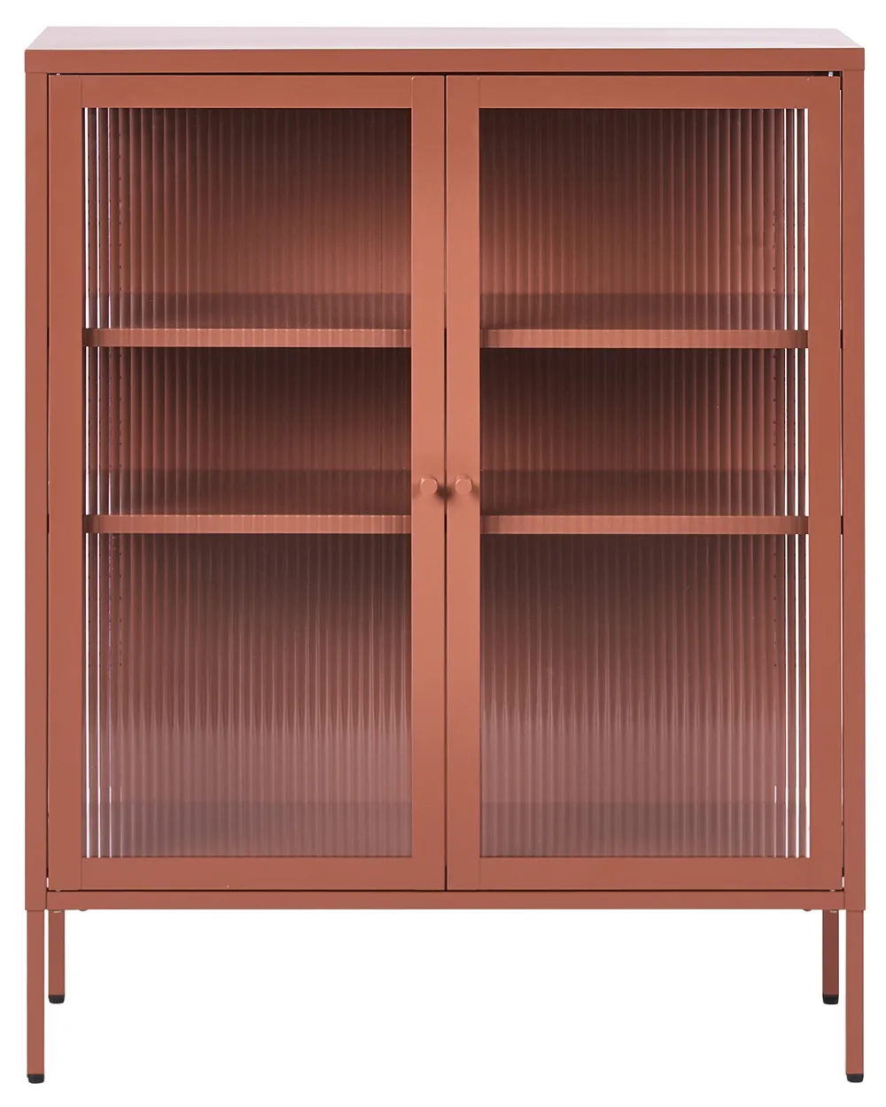 Glass Display Sideboard LERRYN 90 cm Metal Golden Brown_1068976