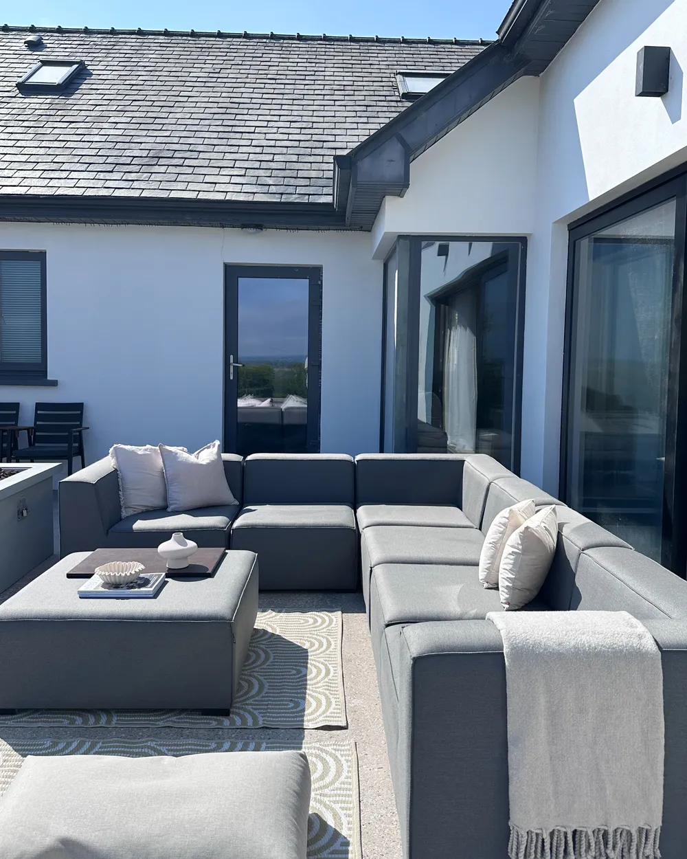 Garden Corner Sofa with Ottoman 7 Seater AREZZO Modular Grey Left Hand_1045935
