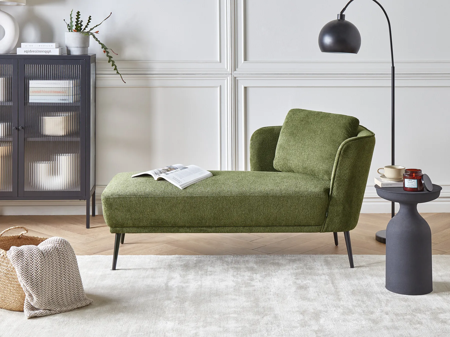 Right-Hand Chaise Longue ARTHEZE Fabric Dark Green_930142