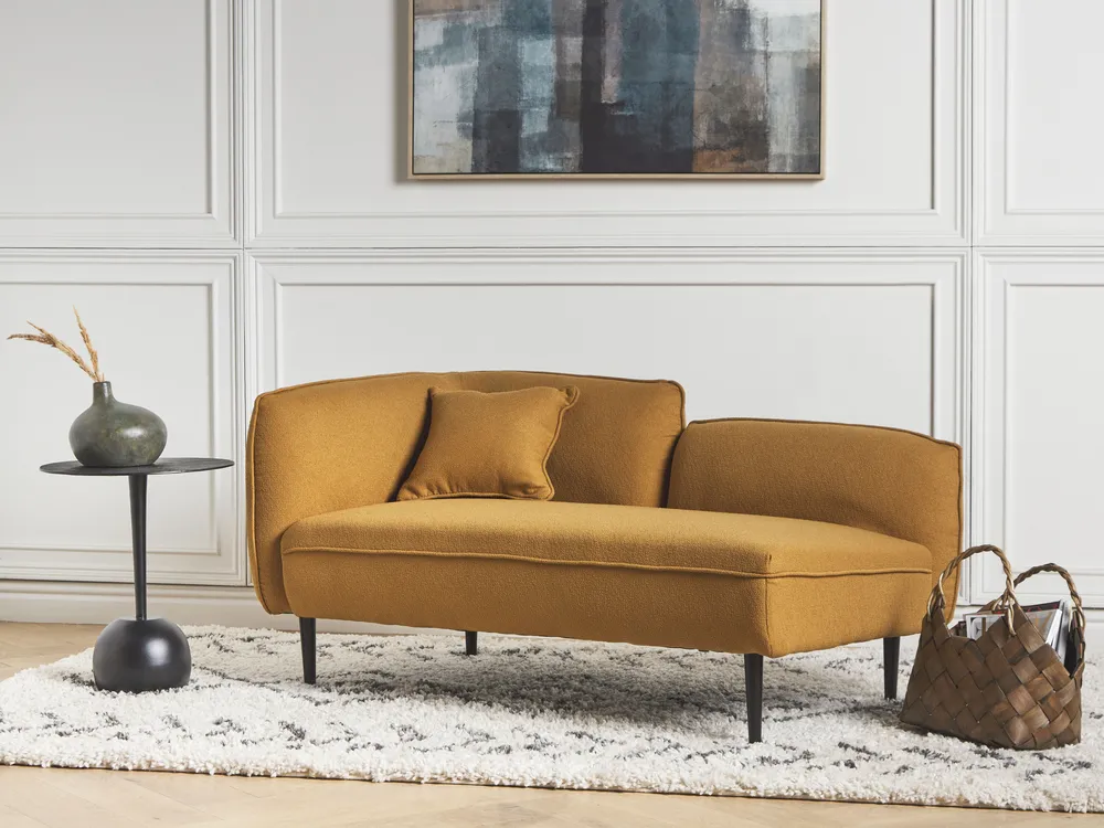Left-Hand Chaise Longue CHEVANNES Boucle Mustard
