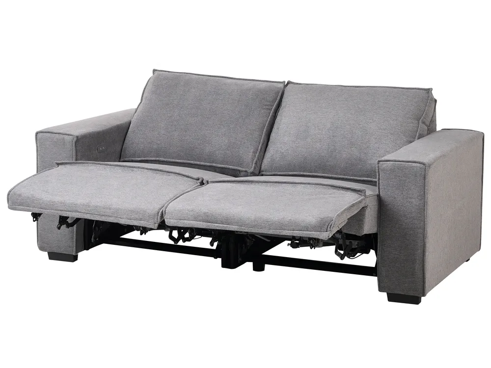 Electric Recliner Sofa 2 Seater NUKARI Fabric Grey_999345