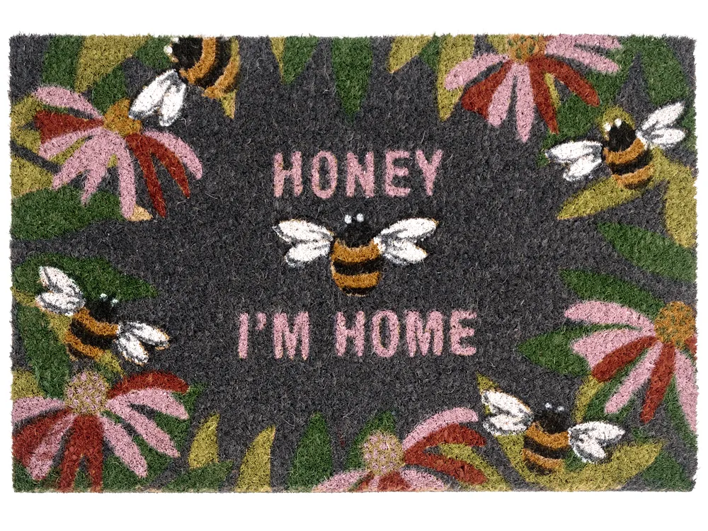 Coir Doormat Bee Pattern Various Sizes Multicolour INIGOK