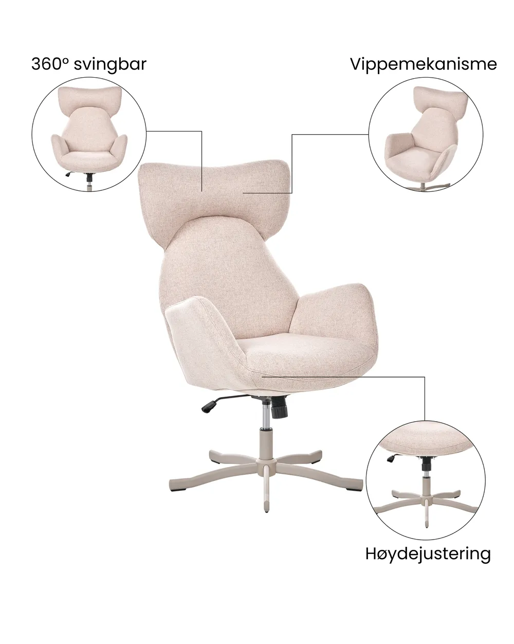 Svingbar lenestol SONDERBY Beige_1071851