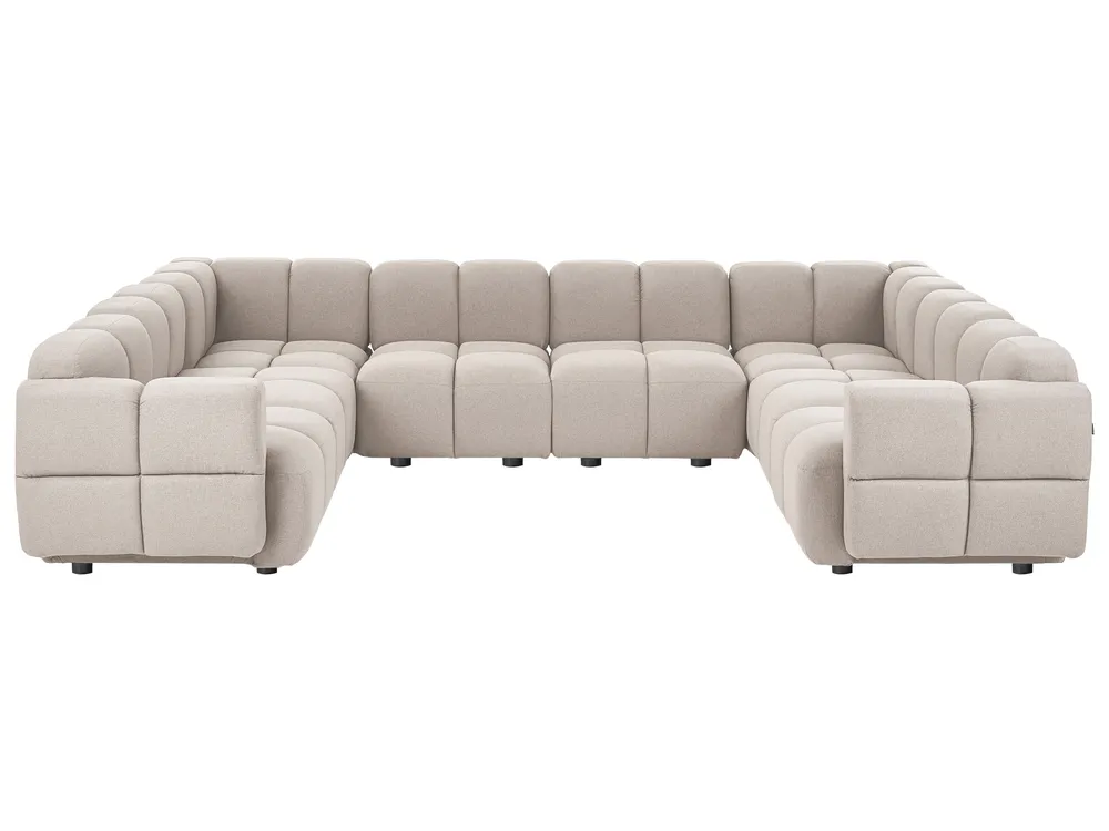 Modular U-Shape Sofa 8 Seater MAKSABERG Fabric Beige