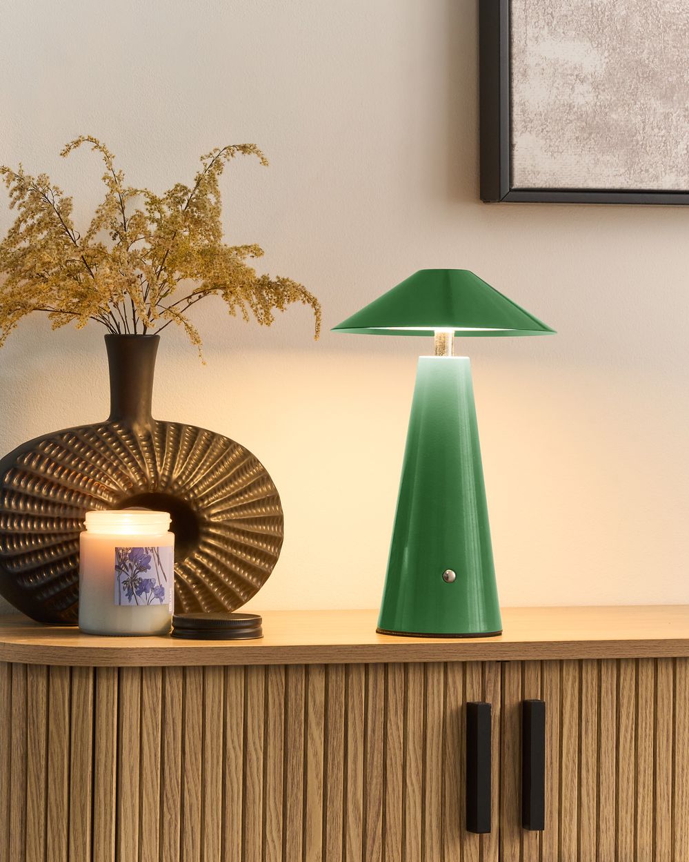 Wireless LED Table Lamp APAYAO with Dimmer Metal Green
