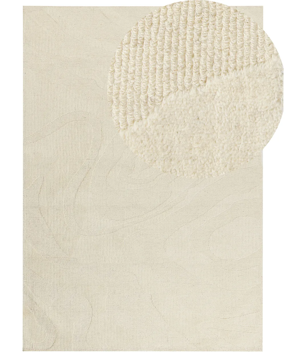 Wool Area Rug Beige SASNAK Various Sizes