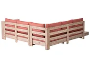 Garden Corner Sofa 5 Seater MARETTIMO Certified Acacia Wood Red Left Hand_1081686