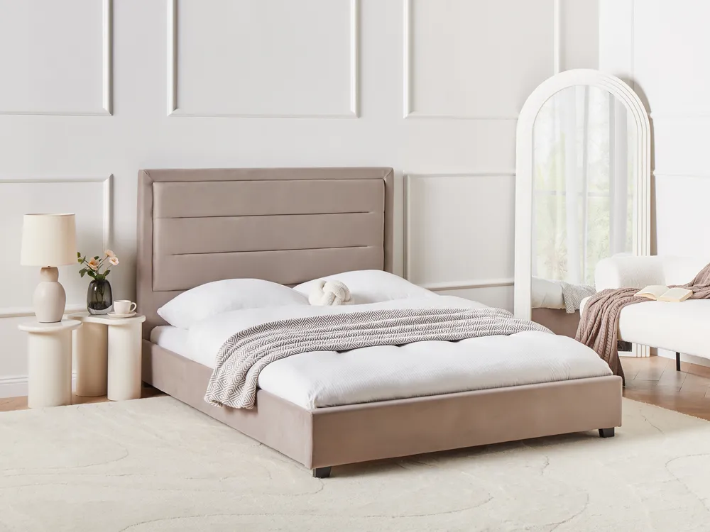 Bed Velvet ROUEN 140 x 200 cm (EU Double) Taupe
