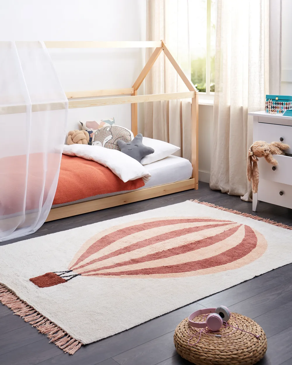 Kids Rug BAZALETI Light Beige 140 x 200 cm Cotton