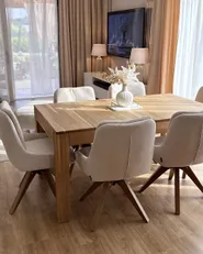 Set med 2 matstolar Vridbar DORRIS Ljusbeige_1175467