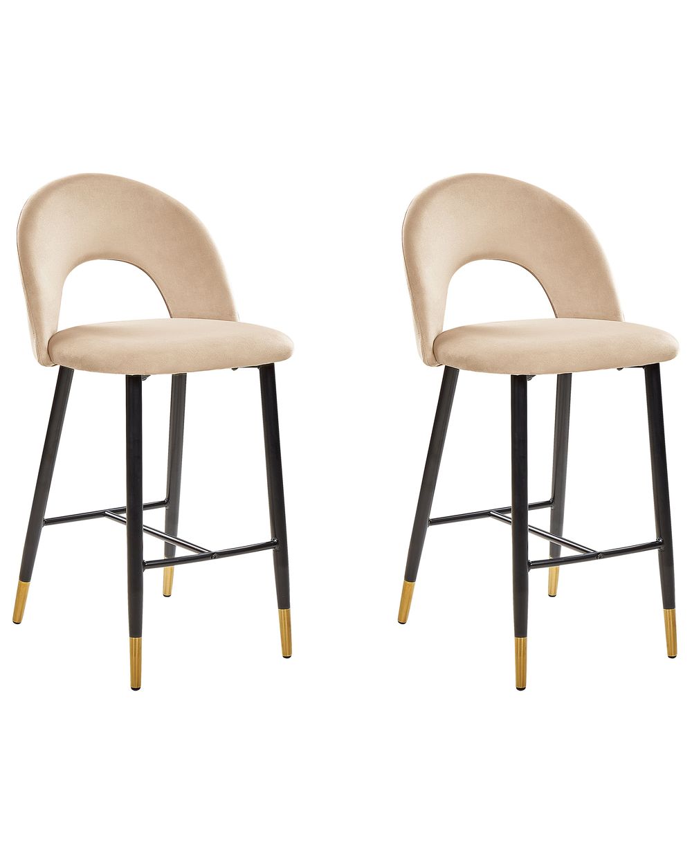 Sett med 2 barstoler FALTON Fløyel Beige
