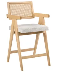 Set of 2 Bar Chairs AVA Wood Light Brown/ Beige_1060686