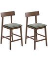 Set of 2 Bar Chairs ISANTI Wood Dark Brown/ Green
